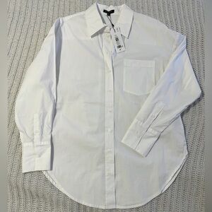 BNWT Dynamite Frida White Poplin Oversized Button-down Shirt